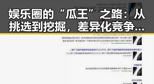娱乐圈的“瓜王”之路：从挑选到挖掘，差异化竞争的秘密